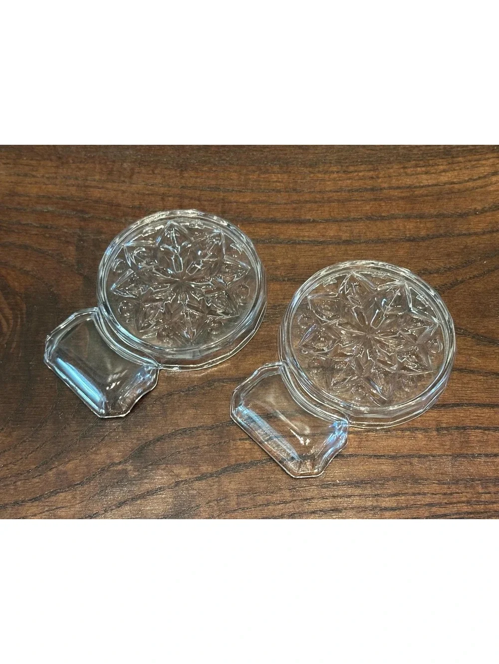 Vintage Fostoria Clear Glass Coasters Spoon Rest Ashtray Tea Bag Holder Set of 2